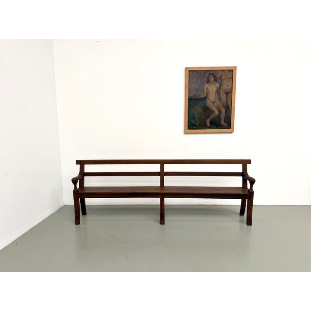 Maison Lecan presents this large farm or community bench (similar to a monastery or communal bench) in solid oak, dating...