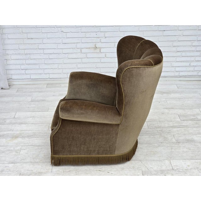 Danish Relax Armchair in Dark Green Velour and Ash, 1960s For Sale - Image 16 of 18