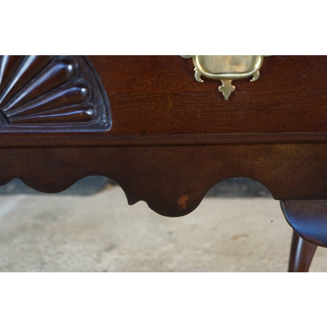 Vintage New England Queen Anne Style Cherry Lowboy Scalloped Chest Console Table For Sale - Image 6 of 18