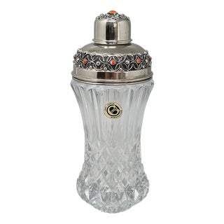 Cut Crystal Cocktail Shaker with Red Corals, Italy, 1960s For Sale