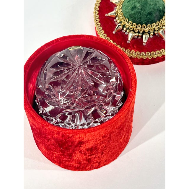 Hollywood Regency Vintage Cut Crystal Paper Weight & Decorative Box For Sale - Image 3 of 12