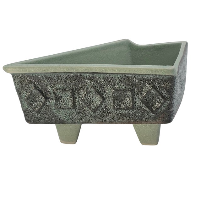 Mid 20th Century Mid-Century Japanese Studio Pottery Brutalist Ikebana Planter in Celadon Stoneware For Sale - Image 5 of 16