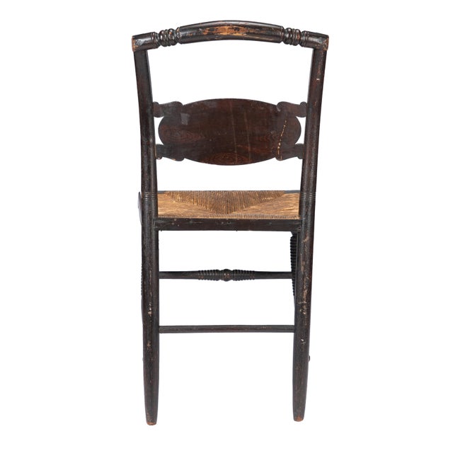 Early 19th Century Upper Connecticut Valley Hitchcock Turtle-Back Rush Seat Side Chair, C. 1820-30 For Sale - Image 5 of 14