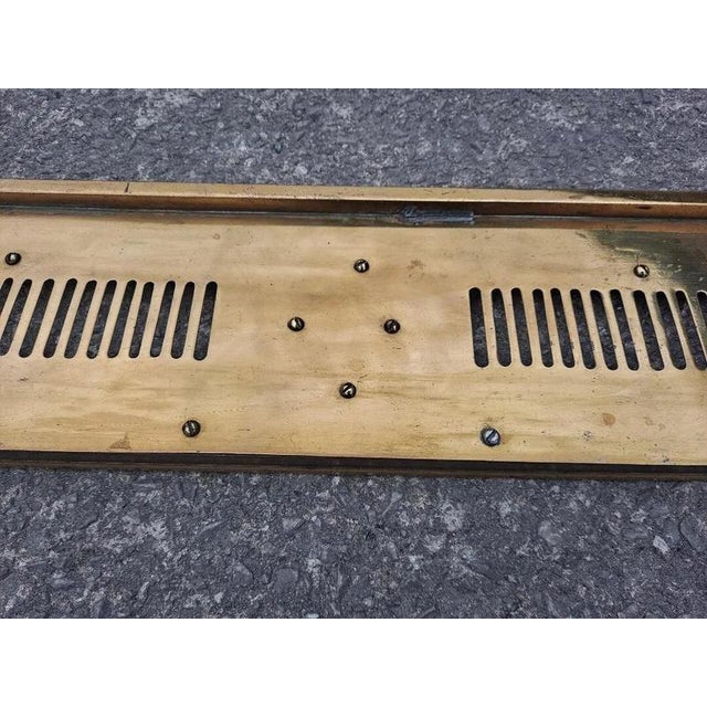 Antique Regency Pierced Brass Fireplace Fender with Floral Rosettes For Sale - Image 14 of 18