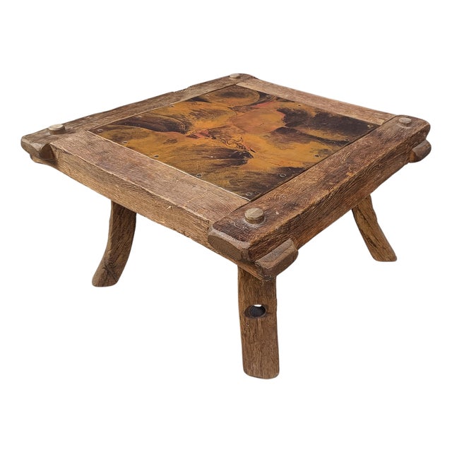 Vintage Brutalist Copper Plated Coffee Table, 1970s For Sale