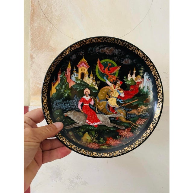 Boho Chic 1990s Vintage Russian Collectible Plate of Phoenix Wall Gallery Art For Sale - Image 3 of 7