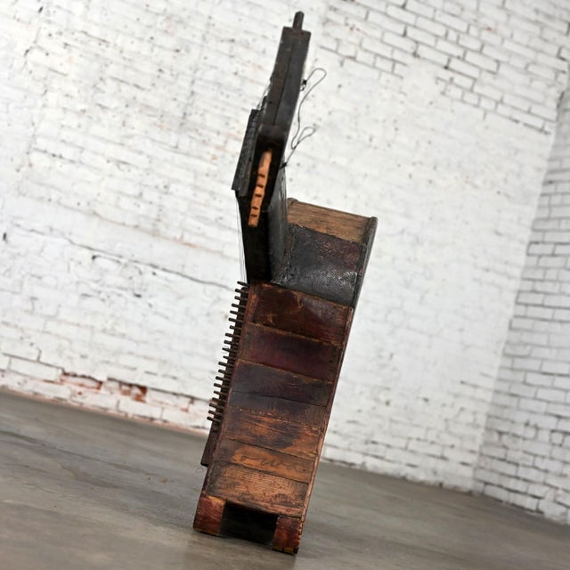 Wood 1850-1950 Folk Art Rustic Wood Guitar Harp Decorative Wall Hanging or Sculpture For Sale - Image 7 of 12