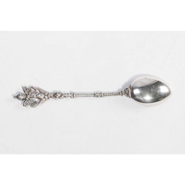 Silver Nice Hand Painted Enamel Antique Grand Tour 800 Silver Spoon Vatican St. Peter's Basilica Rome Italy For Sale - Image 8 of 9