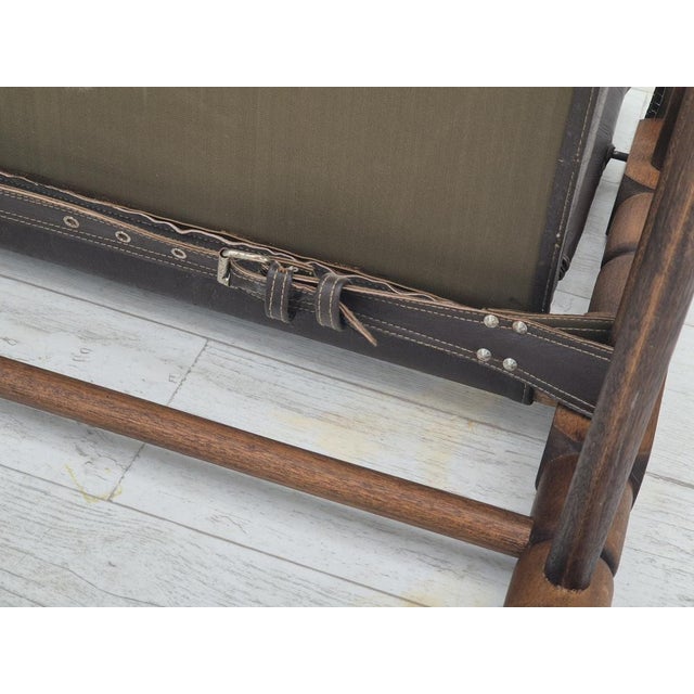 Scandinavian Safari Lounge Chair in Leather and Beech, 1960s For Sale - Image 11 of 18