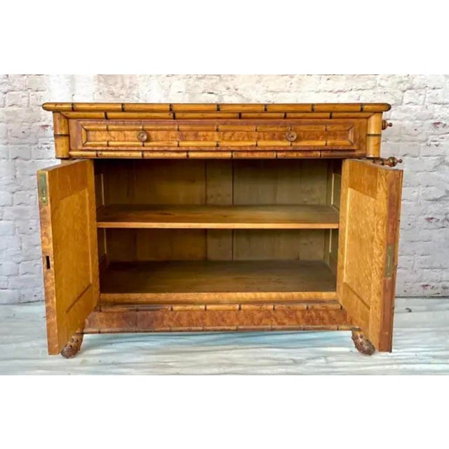 Mid 19th Century French Faux Bamboo Bird's Eye Maple Cabinet For Sale - Image 4 of 10