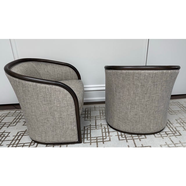 Vintage mid century modern club chairs that have been completely restored and reupholstered with Kravet tweed fabric, new...