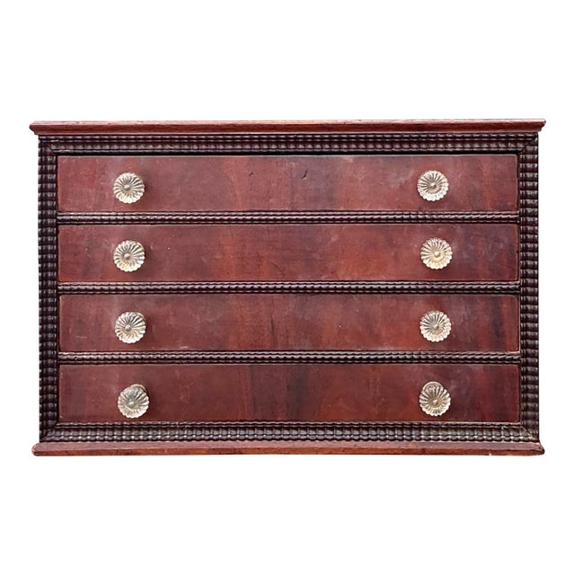 Vintage Bead Trim Table Top Chest of Drawers For Sale