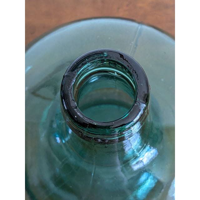 Glass Vintage Mid-Century Handblown Spanish Viresa Carboy Green Glass Demijohn Bottle For Sale - Image 7 of 8