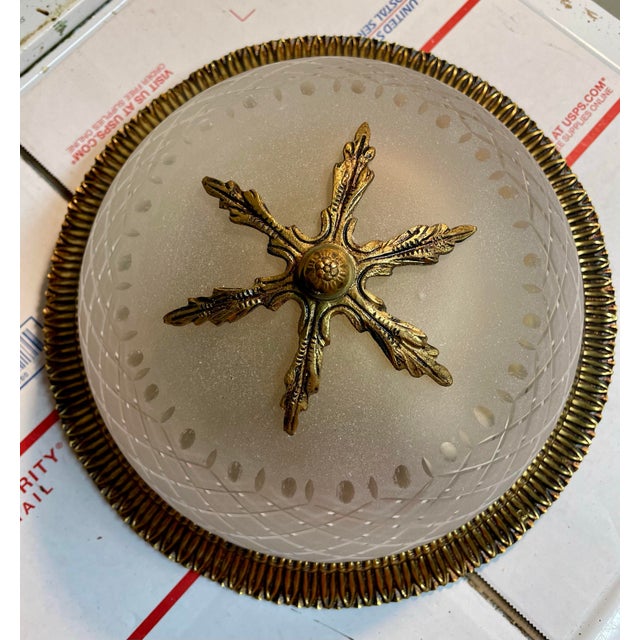 Gilt Bronze & Cut Glass Flush Mount Chandelier For Sale - Image 4 of 12