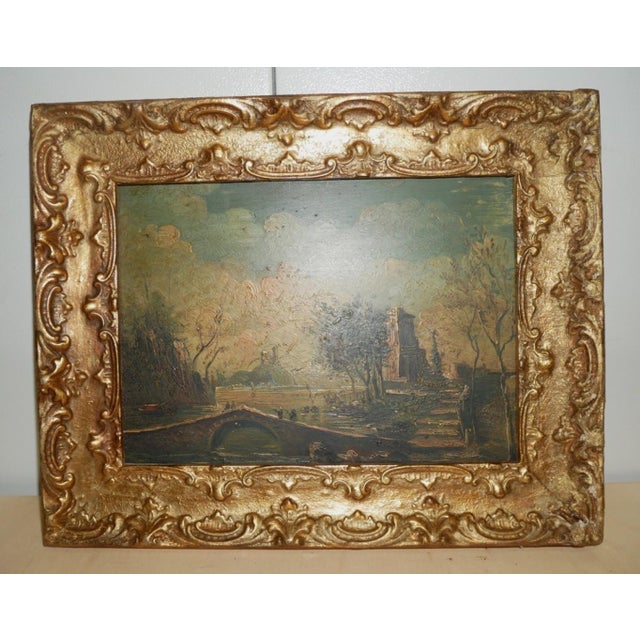 River Landscape, Oil Painting, 1800s For Sale - Image 9 of 12