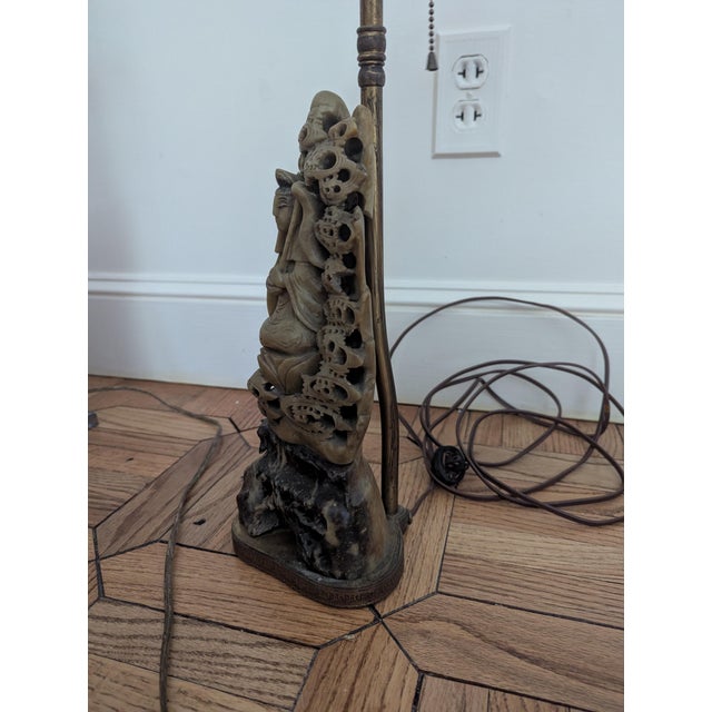Early 20th Century Antique Chinese Soapstone Lamp For Sale - Image 5 of 7