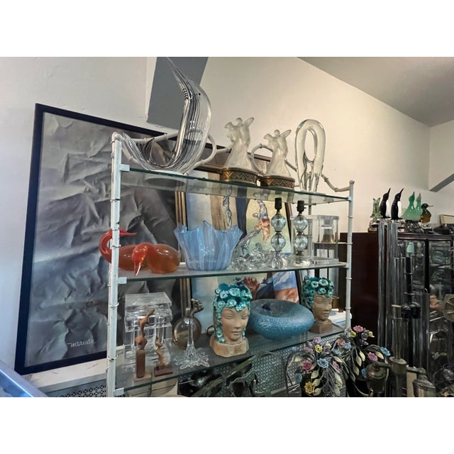 Hollywood Regency Enameled Faux Bamboo Etagere For Sale - Image 12 of 12