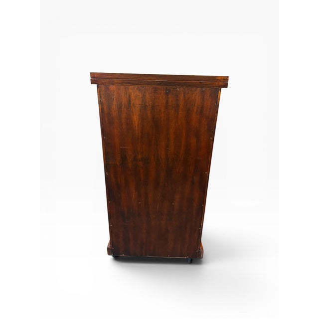 Attributed Theodore Alexander Mahogany Rolling Bar Cabinet With Etched Brass Panels For Sale In Boston - Image 6 of 17