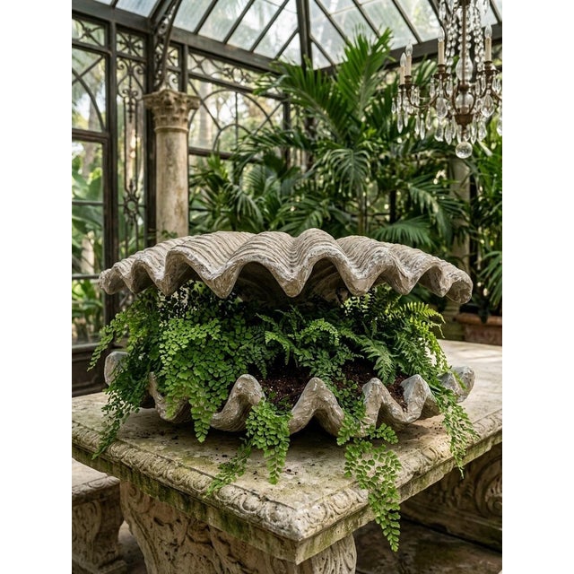 Plastic Monumental Resin Giant Clam Shell Garden Statue & Planter Accent For Sale - Image 7 of 12