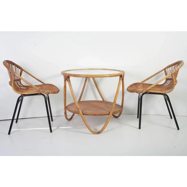 Designed for Experimental Housing Project Invalidovna in Prague in 1961. Low back chairs on steel frame. Round table with...