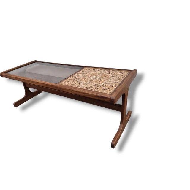 Glass Mid-Century Teak Coffee Table with Smoked Glass Top and Patterned Tiles from G-Plan, 1960s For Sale - Image 7 of 9
