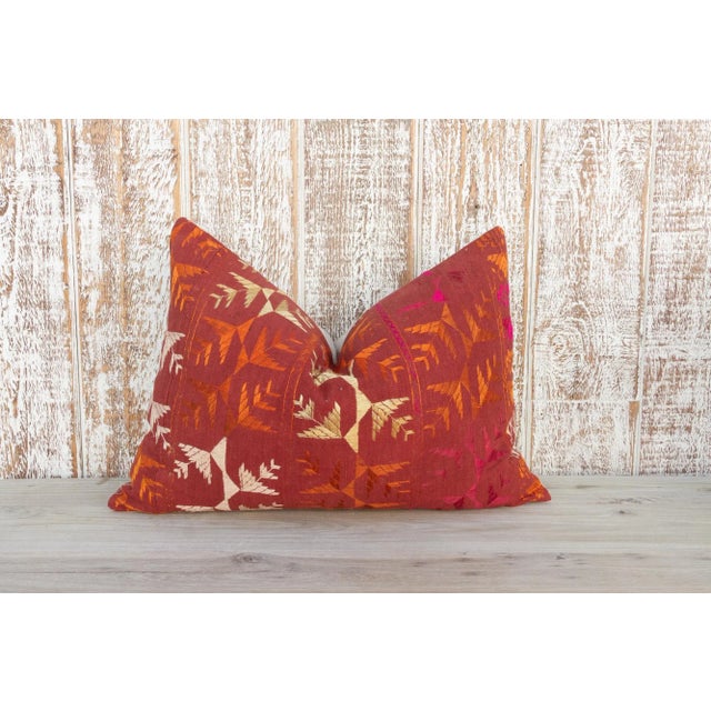 Luma Antique Indian Folk Lumbar Pillow For Sale - Image 9 of 9