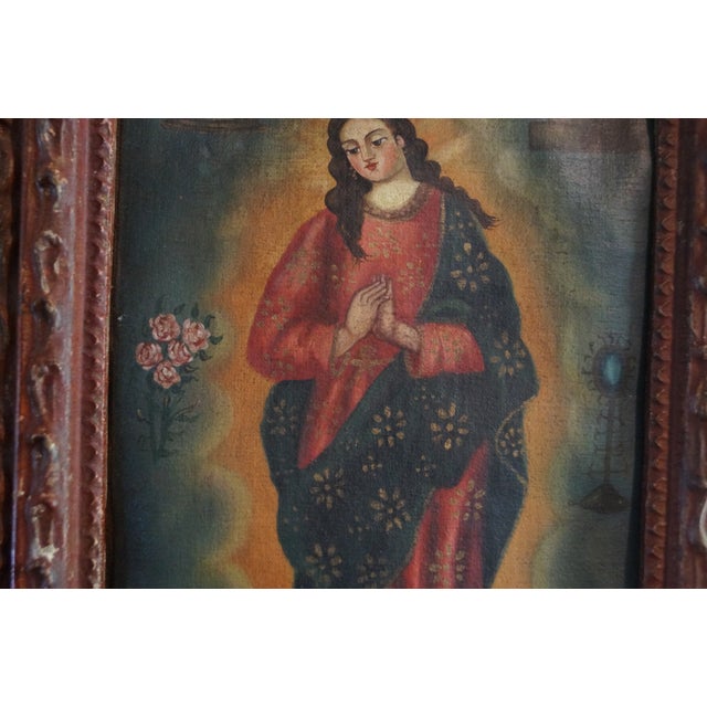 Mid 19th Century Spanish Colonial Painting of Nossa Senhora Da Conceição For Sale - Image 9 of 11