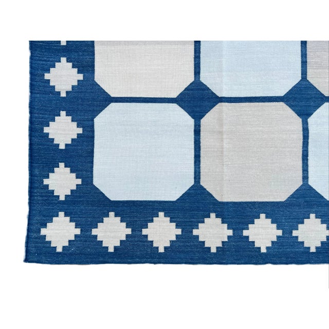 Not Yet Made - Made To Order Handmade Cotton Area Rug Vegetable Dyed Sky Blue and Light Beige Vista Dhurrie-10'x14' For Sale - Image 10 of 11