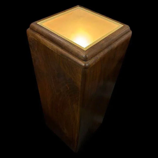 Wood 1930s Art Deco Black Walnut Sculpted Waterfall Lighted Pedestal Display For Sale - Image 7 of 7