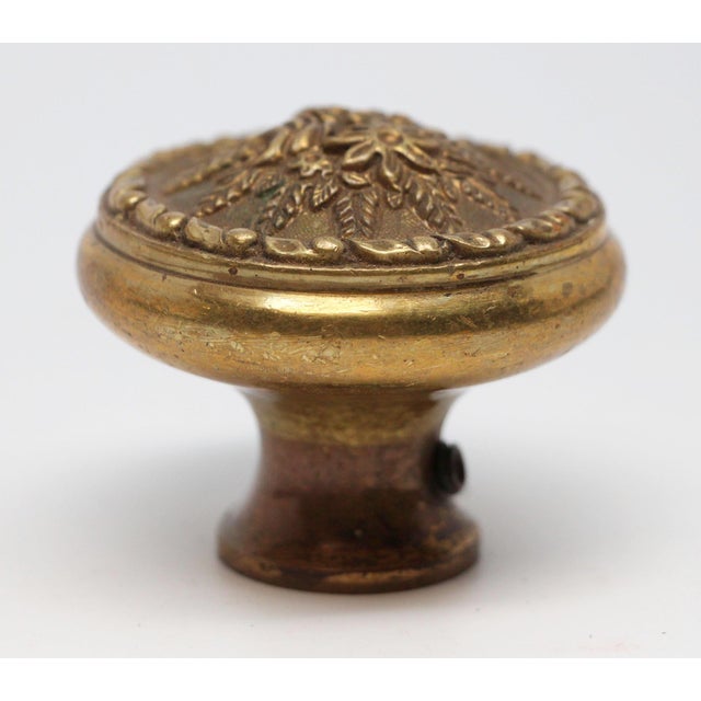 Traditional Cast Brass Floral Radial Door Knob For Sale - Image 3 of 4