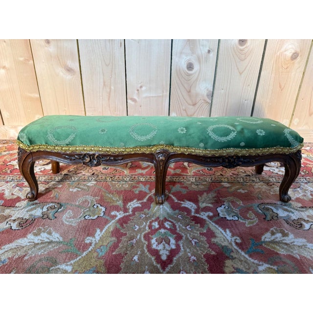 Wood Louis XV Style Ottoman with Cabriole Legs in Carved Wood For Sale - Image 7 of 7