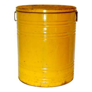 Large Industrial Lard Metal Tin Mustard Color, 20.25 Inches Height