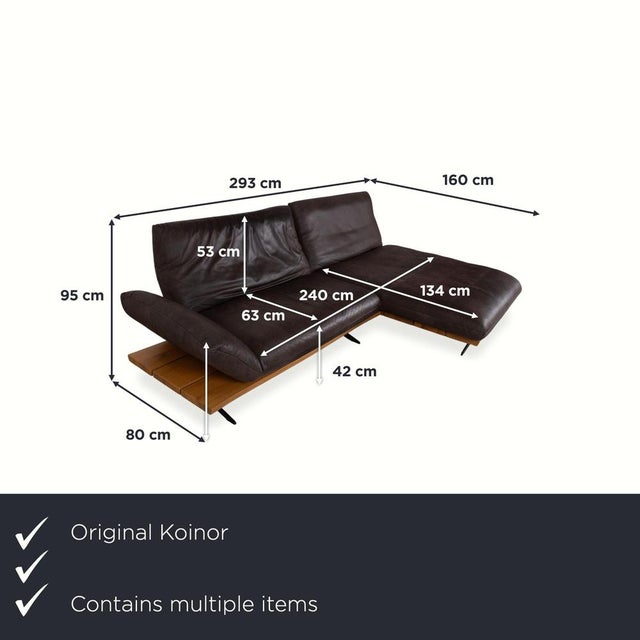 This set consists of the Koinor Marylin leather corner sofa and the matching ottoman. Bring home a luxurious lounge...