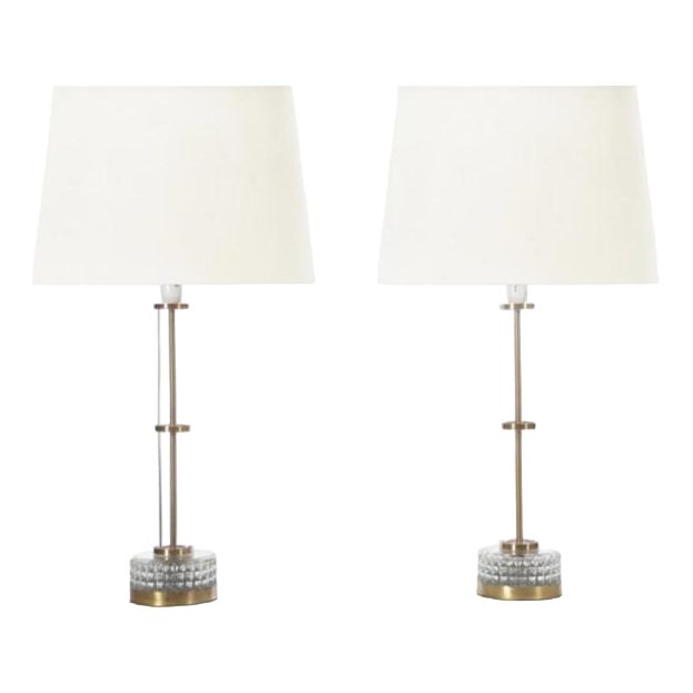 Mid-Century Modern Table Lamps in Glass, 1960s, Set of 2 For Sale
