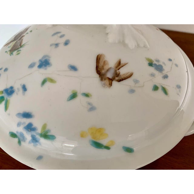 Late 19th Century Antique Hand Painted Porcelain Soup Tureen With Lid For Sale - Image 5 of 10