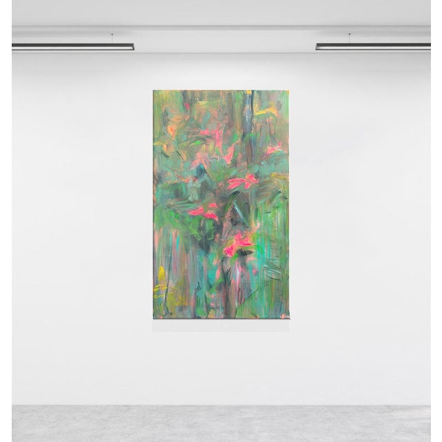 Bright Pink "Wild Roses" by Trixie Pitts Large Abstract Oil Painting For Sale - Image 8 of 10
