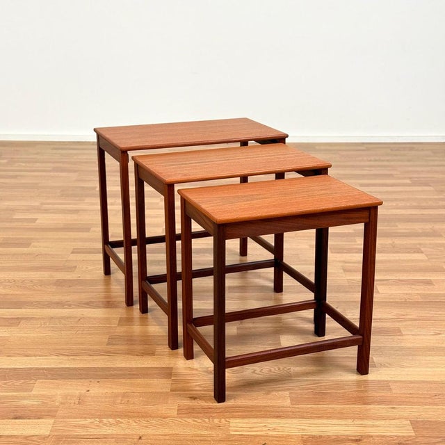 Nesting in Tables in Teak, Denmark, 1950s-1960s, Set of 3 For Sale - Image 4 of 13