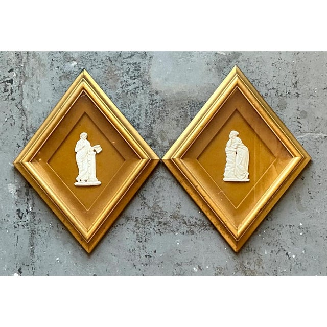 Victorian Vintage Gilt Framed Porcelain Reliefs - Set of Two For Sale - Image 3 of 12