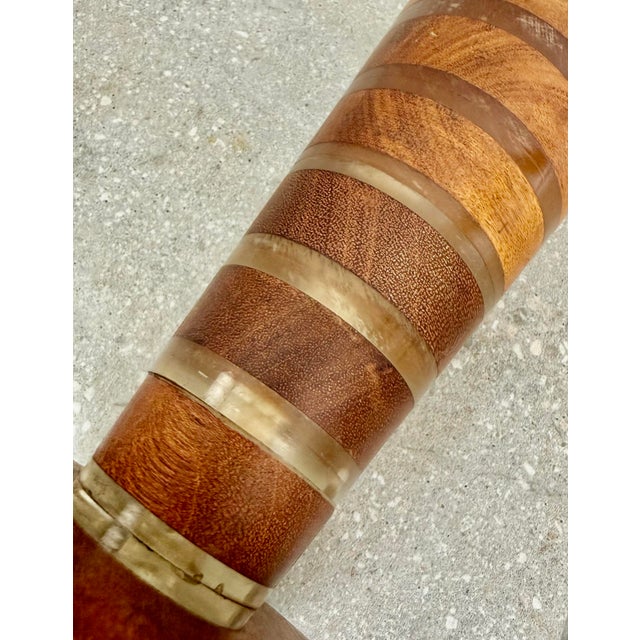Brown 1970’s Vintage ‘Felice Antonio Botta Style’ Table Lamp Constructed of Alternating Wood and Lucite Stacked Circles, Art Deco, MCM Style For Sale - Image 8 of 12
