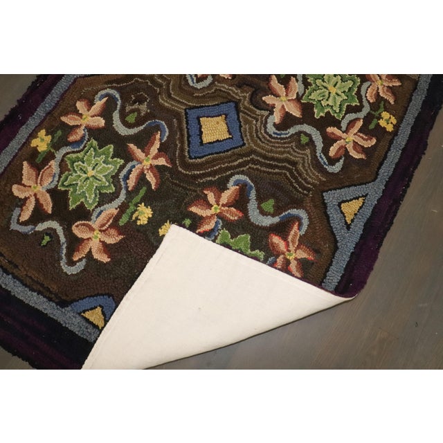 Vintage Zabihi Collection Floral American Hooked Runner - 3'3" x 10'7" For Sale - Image 4 of 7