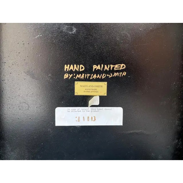 Black Maitland Smith Regency Style Black & Gold Tole Metal Planter or Plant Stand For Sale - Image 8 of 8