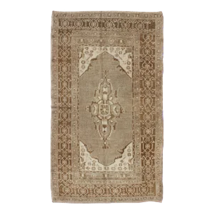 Vintage Turkish Medallion Oushak Area Rug in Grey and Brown's