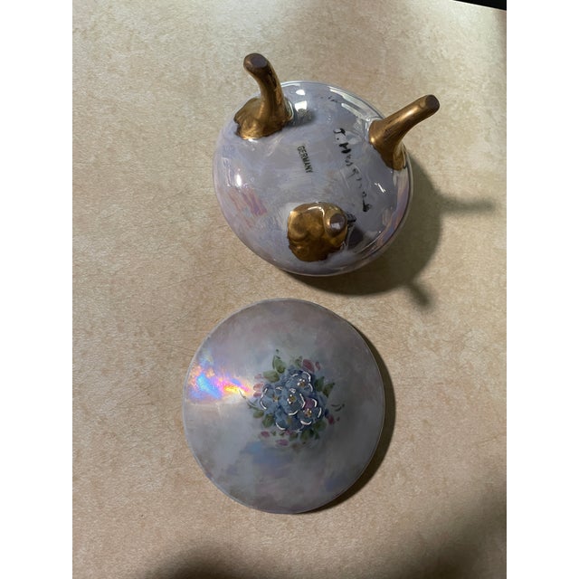 Mid-Century Modern Vintage German Floral Painted Porcelain Jewelry Dish/Catch-All Bowl, Stamped For Sale - Image 3 of 6