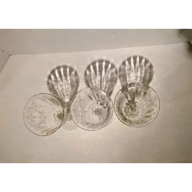 Glass Vintage Fostoria Meadow Rose Crystal Water Goblets- Set of 3 For Sale - Image 7 of 8
