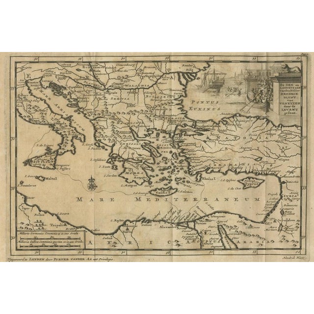 Paper Venetian Trade Routes in the Levant Map by Pieter Van Der Aa, 1720 For Sale - Image 7 of 10