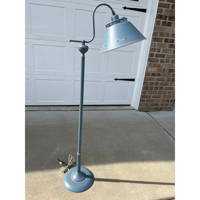 Vintage Mid Century Powder Blue Toleware Metal Bridge Arm