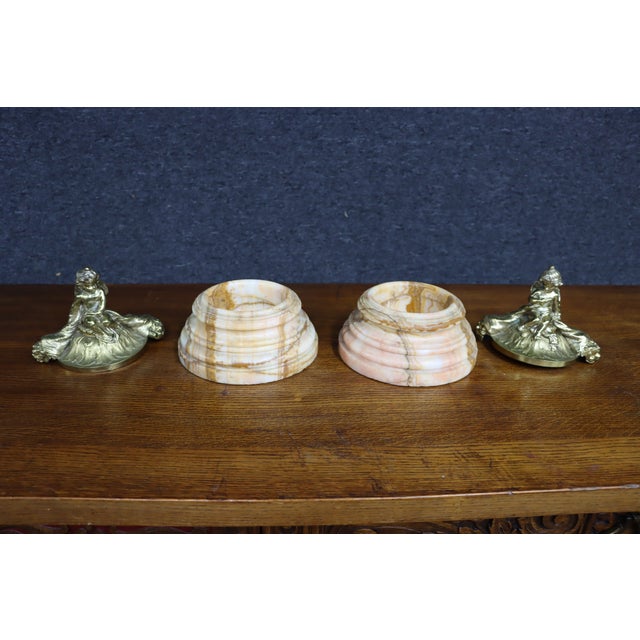 Pair of Italian Marble and Bronze Cherub Lidded Boxes For Sale - Image 10 of 10