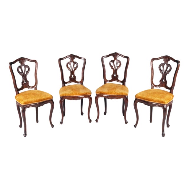 Antique Louis XVI Walnut Dining Chairs attributed to Vincenzo Cadorin, Set of 4 For Sale