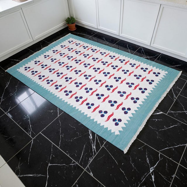 This one-of-a-kind Oushak flat weave represents a contemporary mastery of West Anatolian craft. Hand-woven in 2023 with...