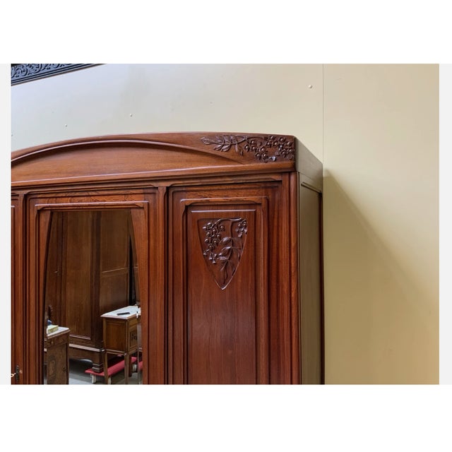Wood Antique Art Nouveau Wardrobe from École Nancy, 1910s For Sale - Image 7 of 10